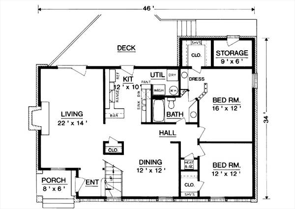 First Floor Plan image of Chestwood - 1215 House Plan